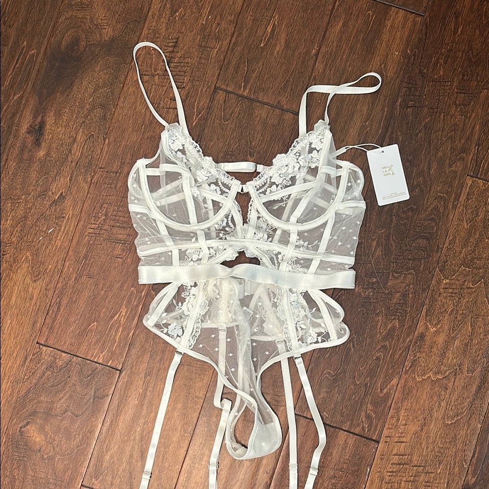 White Sheer Lace Lingerie Set